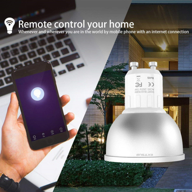 GU10 6W RGBW Wireless WiFi APP Remote Control Smart LED Light Cup Bulb, AC 85-265V, Work With Alexa & Google Assistant, Color Changing Light Bulb